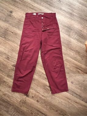 High-Waisted Burgundy Cropped Pants